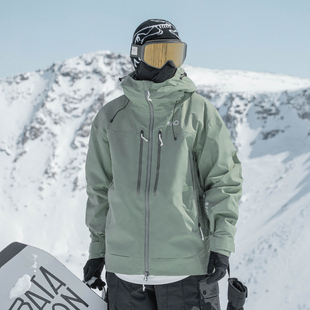 雪否橄榄绿3L防水防风耐磨滑雪外套全压胶oversize单板滑雪服加绒