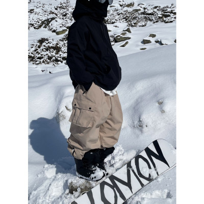 雪否卡其色单板滑雪裤雪否防水防风潮款宽松版oversize平价雪裤