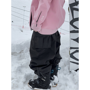 雪否 黑色单板滑雪裤雪否防水防风潮款宽松版oversize平价雪裤