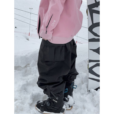 雪否黑色单板滑雪裤雪否防水防风潮款宽松版oversize平价雪裤