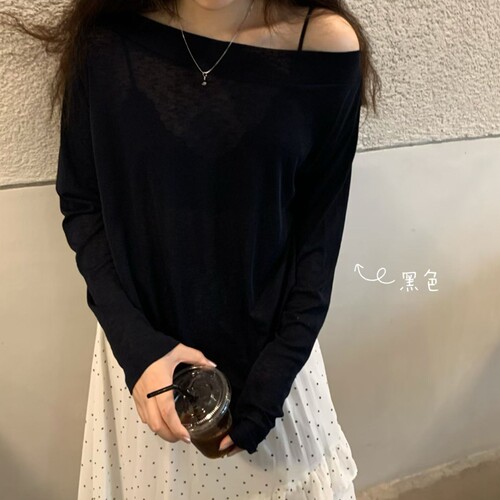 长袖韩版露肩薄款女