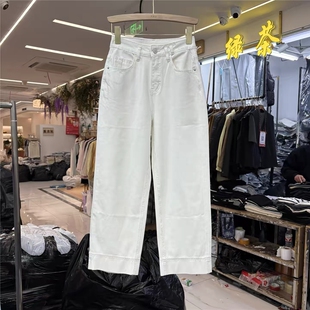 直腿牛仔裤 潮9130 女2026春夏新款 欧洲站小马刺绣四面弹九分直筒裤