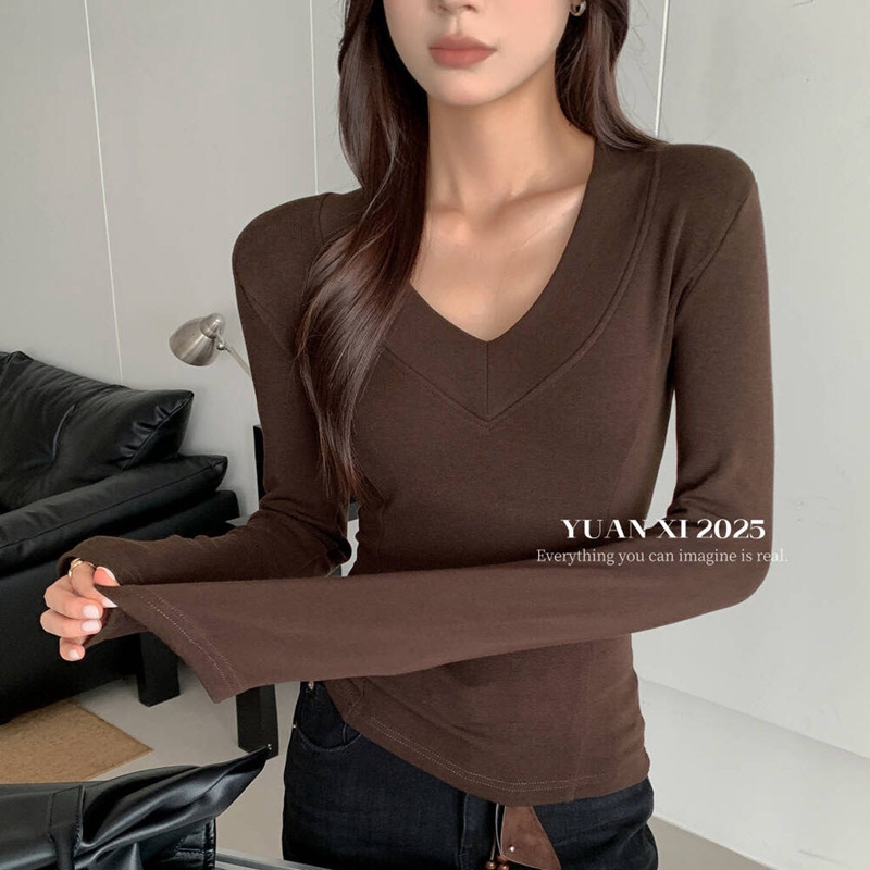 长袖韩版加绒加厚羊绒棉女