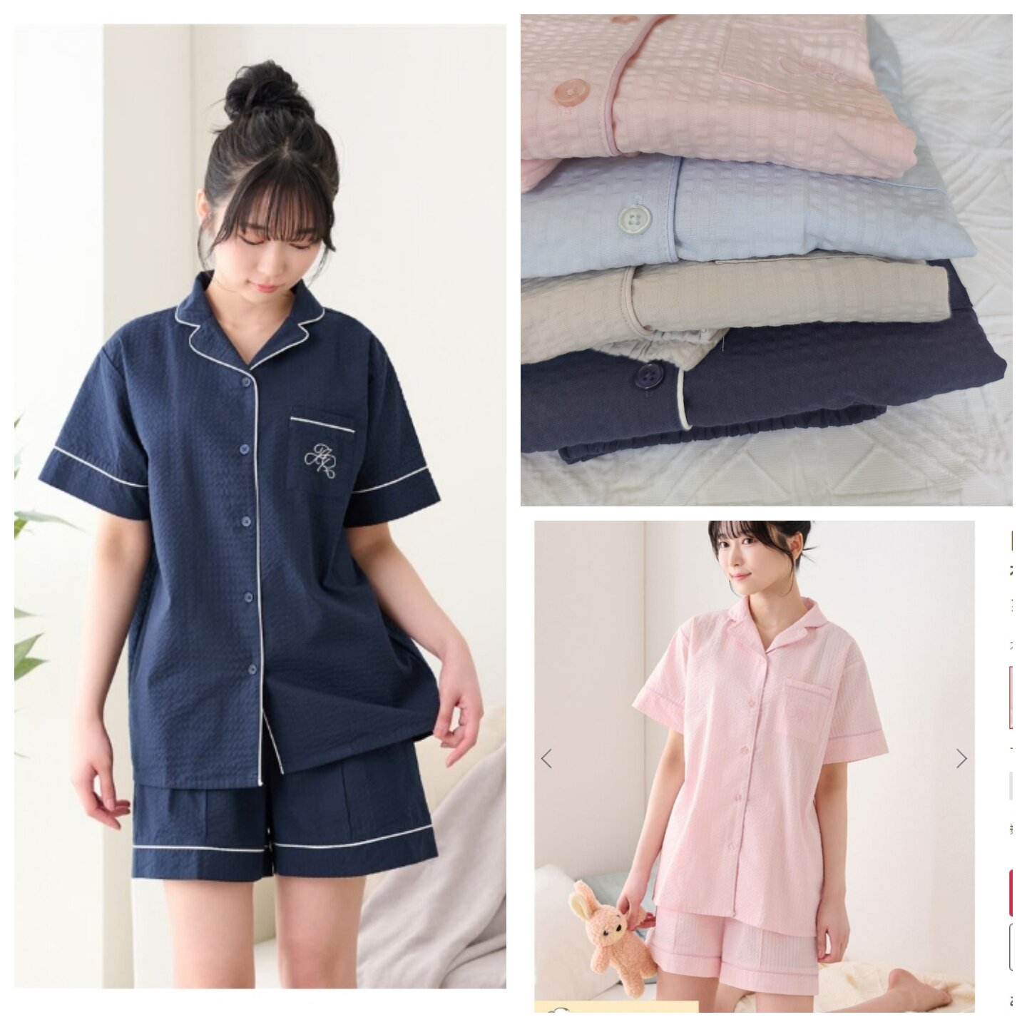 外贸日单tutu夏季轻薄纯棉睡衣女泡泡纱短袖短裤家居服套装包邮