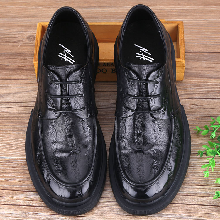 秋季防滑真皮加肥商务休闲皮鞋