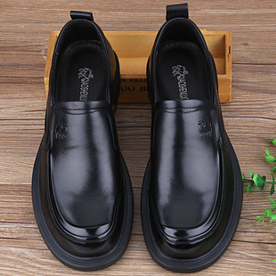 新款 牛皮套脚大头鞋 男鞋 厚底真皮潮鞋 商务休闲皮鞋 2025秋季