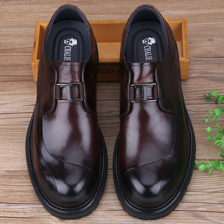 厚底软底防滑真皮皮鞋商务男鞋
