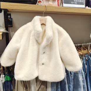 女童皮草外套冬季加绒仿水貂毛宝宝棉衣小女孩洋气棉服儿童毛毛衣