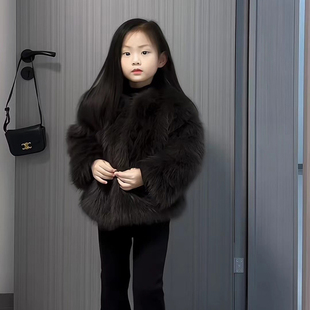 女童皮草外套冬季 加绒加厚棉衣儿童洋气高级感仿狐狸毛毛大衣 新款