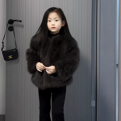 女童皮草外套冬季新款加绒加厚