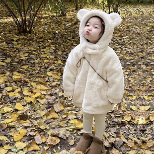 儿童皮草仿兔毛加厚棉衣女童冬装2025新款男宝宝可爱保暖毛绒外套