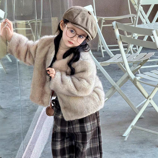 女童皮草外套秋冬装 宝宝毛毛大衣小女孩洋气仿水貂绒棉衣加厚 新款