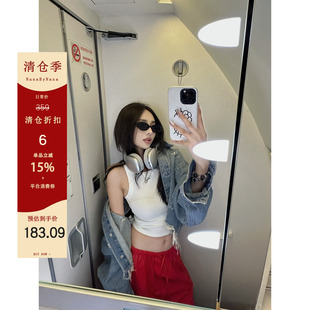 【6折粉丝福利】水洗破洞牛仔外套女春秋做旧短款休闲夹克