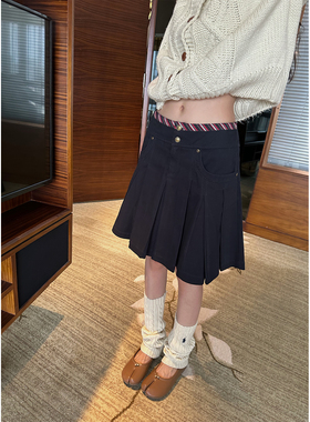 NanaByNana【夜幕流星】vitage中古学院风半身裙女秋小众a字短裙