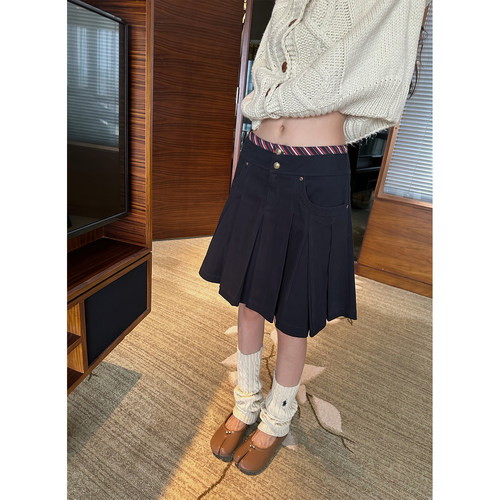 NanaByNana【夜幕流星】vitage中古学院风半身裙女秋小众a字短裙
