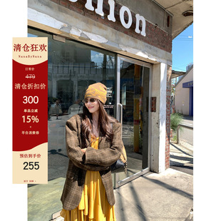 【5折粉丝福利】羊毛格纹西装毛呢外套女秋高级感宽松西服