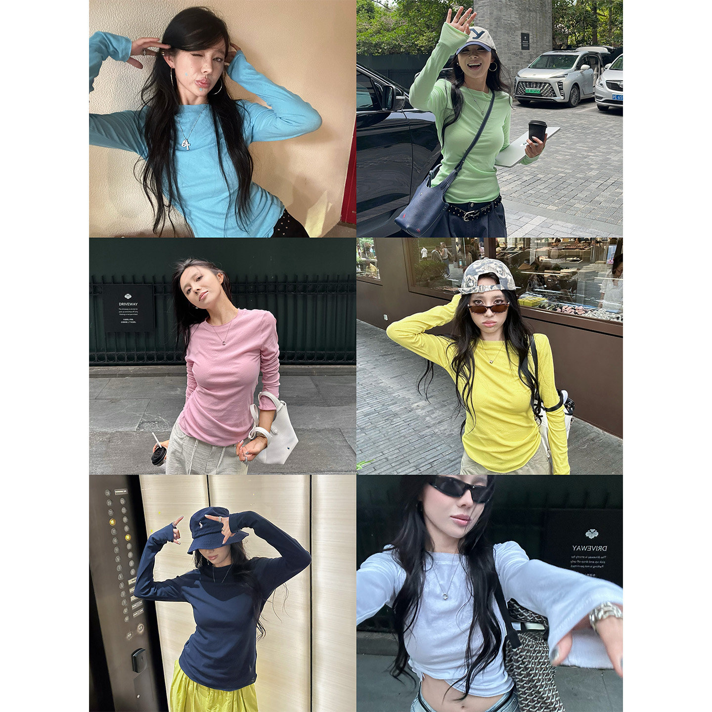 NanaByNana【多彩计划】瘦瘦T  100棉长袖T恤女夏微透防晒打底衫