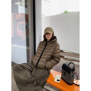 NanaByNana【现货】老钱90白鸭绒排骨羽绒服女冬连帽外套