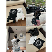 NanaByNana T恤女春圆领上衣 华夫格撞色印花长袖 KE罗心26