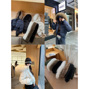 NanaByNana 貉子毛90白鸭绒收腰羽绒服女冬大毛领外套 陨石冰川