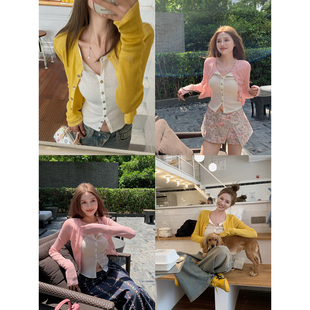 NanaByNana【6折福利】天丝亚麻假两件针织开衫女秋轻薄防晒上衣