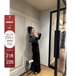 26PM20 焦糖黑巧 羊毛绑带长袖 NanaByNana 毛衣半裙套装