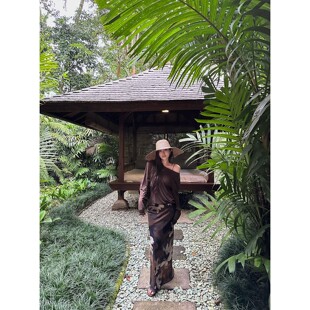 VTG氛围 NanaByNana 31PM20 复古感晕染印花双层开叉半裙