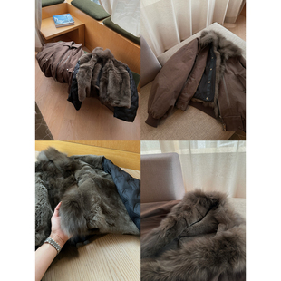 NanaByNana【北欧新宠】狐狸毛领鹅绒派克羽绒服内里兔毛皮草外套