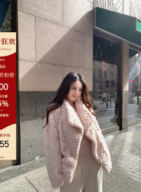 【清仓6折粉丝福利】皮毛一体环保小湖羊皮草外套女冬毛毛外套