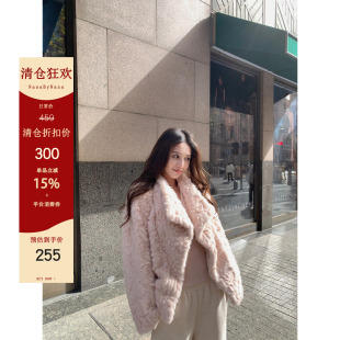 【清仓6折粉丝福利】皮毛一体环保小湖羊皮草外套女冬毛毛外套