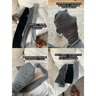 NanaByNana【奢华轻暖】灰色针织打底裤女秋修身显瘦保暖连体袜裤