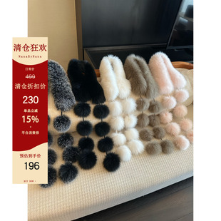 【4折粉丝福利】多色狐狸毛球球皮草围巾女冬季毛绒披肩围脖