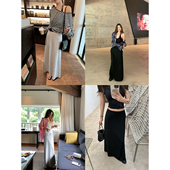 NanaByNana 高级感黑色针织半身裙女春夏a字包臀伞裙 7折福利