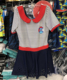 HOSA浩沙儿童泳衣连体裙式 平角水手风短袖 可爱女童泳衣121121102