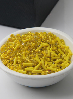 黄色米珠管珠 diy手工饰品材料配件 散珠 服装辅料