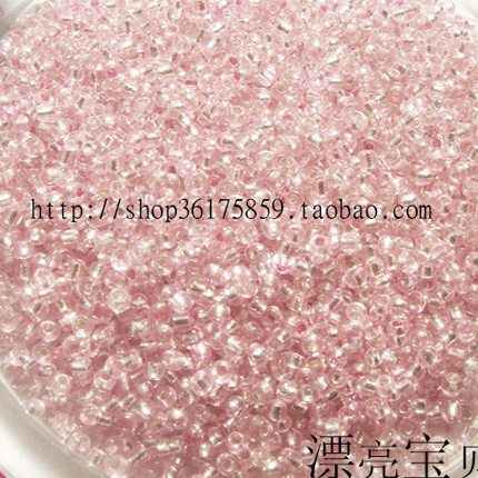 DIY小珠子 2mm粉色灌银米珠 饰品串珠材料 玻璃珠 服饰装饰散珠
