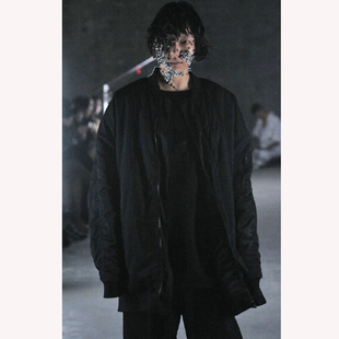 冬季新款街头暗黑小众系原宿风ikumi大码女装纯色夹棉大棉衣