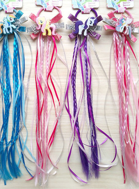 小马假发夹女孩发饰品 扮家家派对头饰冰雪爱沙假辫子公主发夹卡