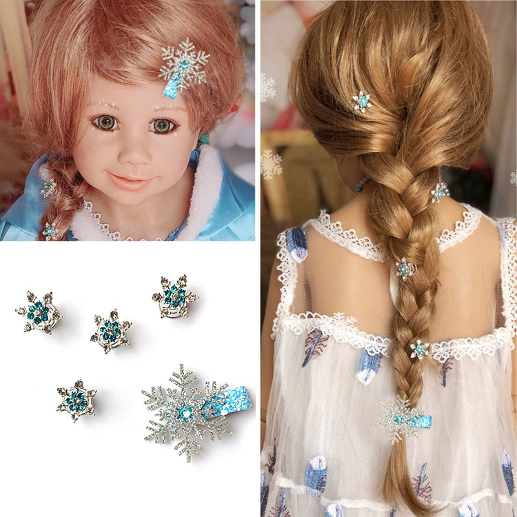雪花带钻闪亮盘发夹儿童辫子
