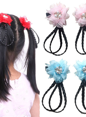 儿童头饰品古风汉服发饰表演假发辫子发夹公主花朵发卡拍照造型仙