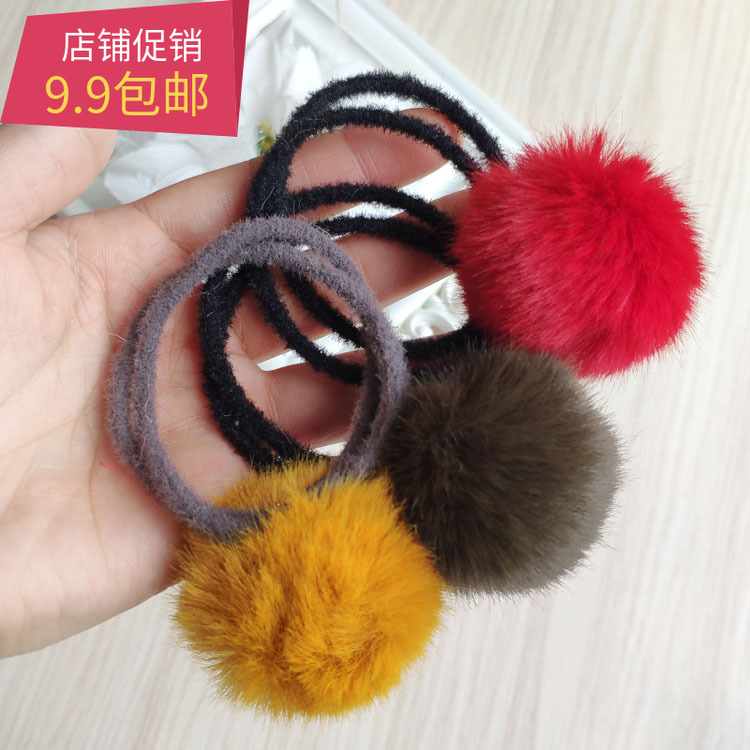 仿貂毛扎马尾可爱风亲子款头饰品