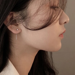 s925银小方块耳线小耳垂适合耳环女气质网红简约睡觉不用摘的耳钉