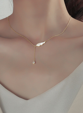 新焦点925纯银项链女翅膀K金锁骨链2020年新款轻奢气质简约礼物