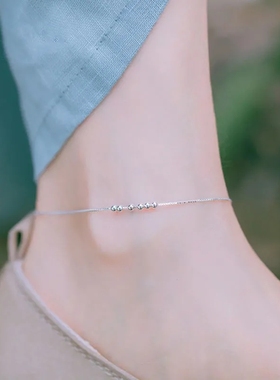 s925纯银2020新款爱心脚链女韩版性感简约网红个性冷淡风脚踝饰品