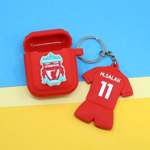 适用苹果AirPods2蓝牙耳机保护套潮酷足球队标热刺尤文利物浦巴黎梅西C罗球衣挂饰创意条纹充电盒硅胶软壳