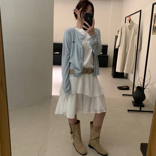 仙仙搭配显瘦质感百搭蛋糕裙 Leaves双层不规则短裙子女叶子家新款