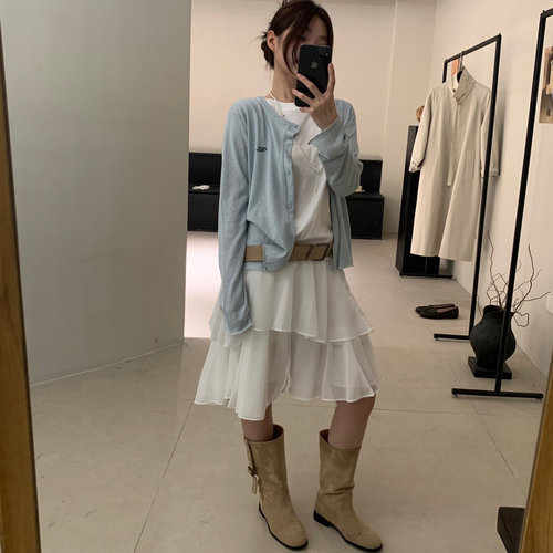 Leaves双层不规则短裙子女