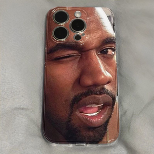 恶搞kanye挡脸适用iPhone苹果12手机壳11promax/13mini/6s透明se3