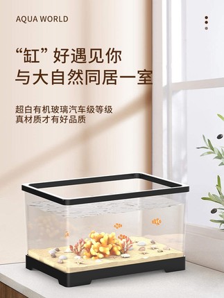 鱼缸客厅造景家用超白生态塑料创意过滤懒人免换水透明桌面水族箱