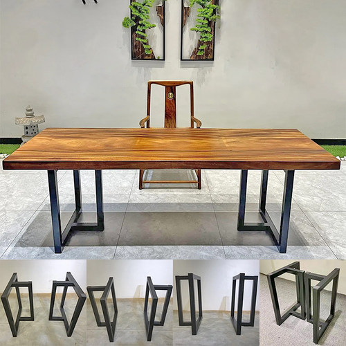 胡桃木稳餐三角大班台加厚三脚架工字型整块组合茶几大板桌腿优选